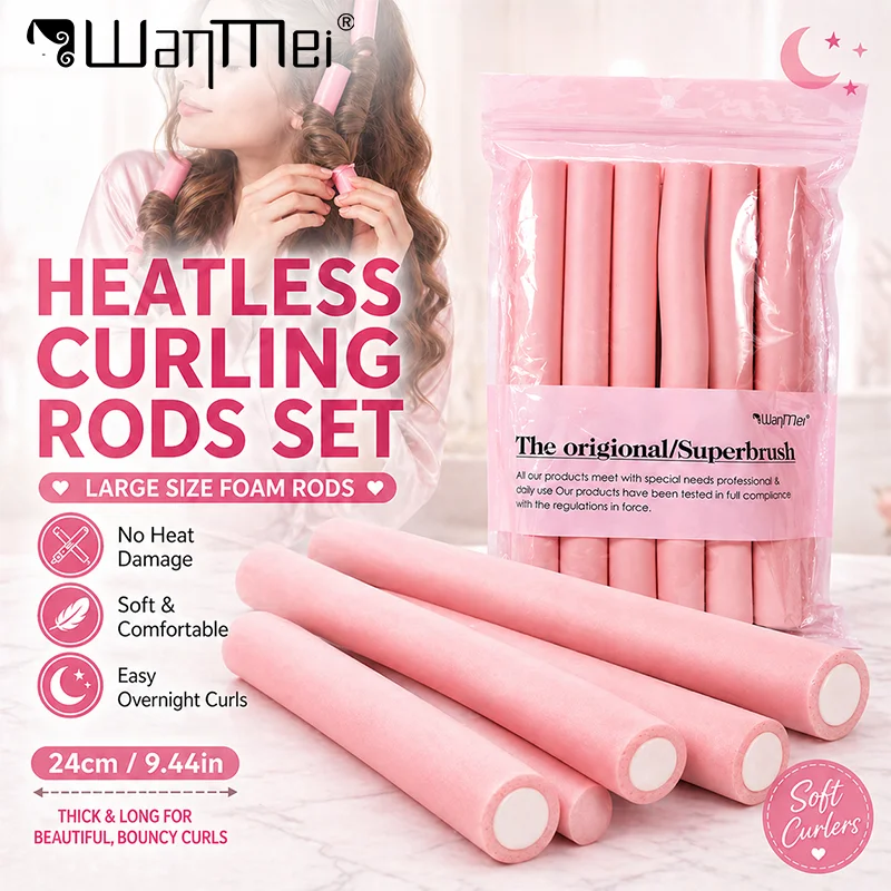 6pcs Heatless Hair Rollers Flexible Curling Rods Hair Twist Rods Curlers No Heat Curling Rollers DIY Curly Hair Styling Tools
