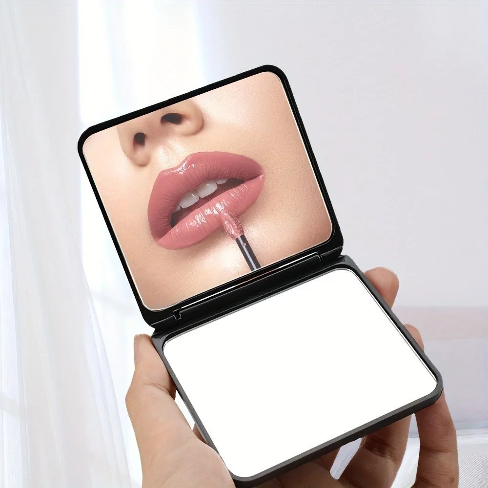 Lightweight Pocket Mirror Foldable Design Square Shape Foldable Mirror Rhinestone Decor Rhinestone Mirror Vanity Table Use