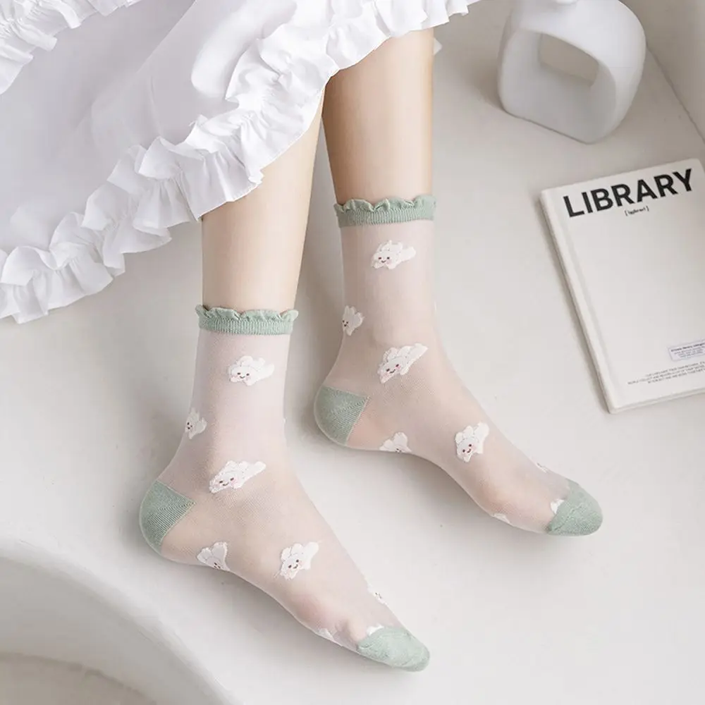 Summer Women Ultrathin Transparent Socks meias Harajuku Striped Crystal Socks Glass Silk Sock Calcetines Mujer