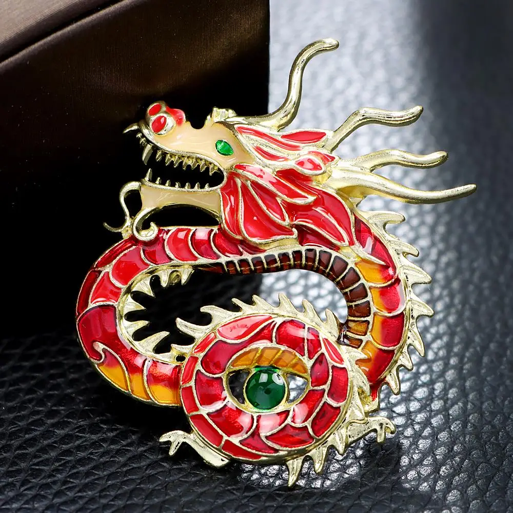 CINDY XIANG Enamel Fashon Chinese Chunjie Drgon Brooch Spring Festivel New Year Pin 3 Colors Available