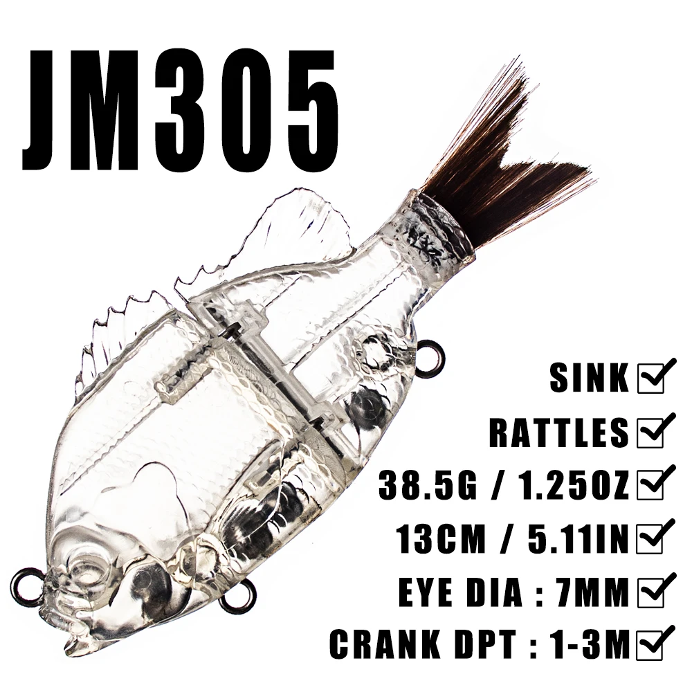 Chan's Huang DIY Glide Bait 5.31GINCH 1.25OZ Unpainted Sinking Single Jointed Swimbait Blank Fishing Lures 10PCS