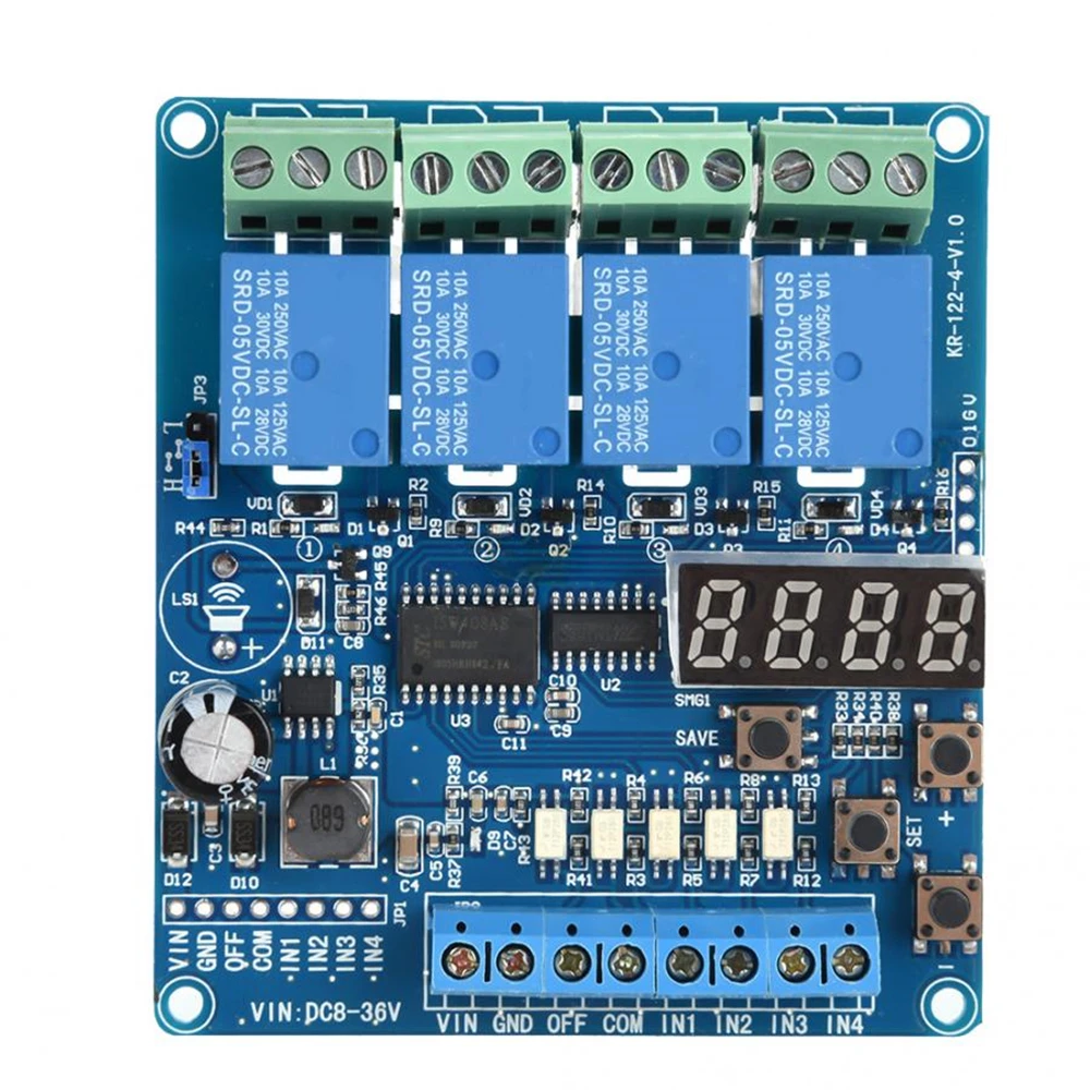 

36V Relay Module 4-channel Multifunction Time Delay Relay Interface Board Module Optocoupler LED Delay Relay