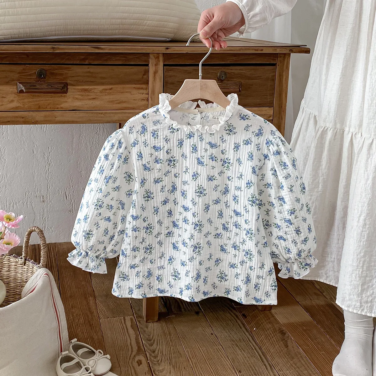 Kleinkind Mädchen Langarm Tops Herbst Leinen Baumwolle Solide Rüschen T-Shirt Blumen Shirts für Kinder Casual Tees Mädchen Blusen 1-6T – Detail 15