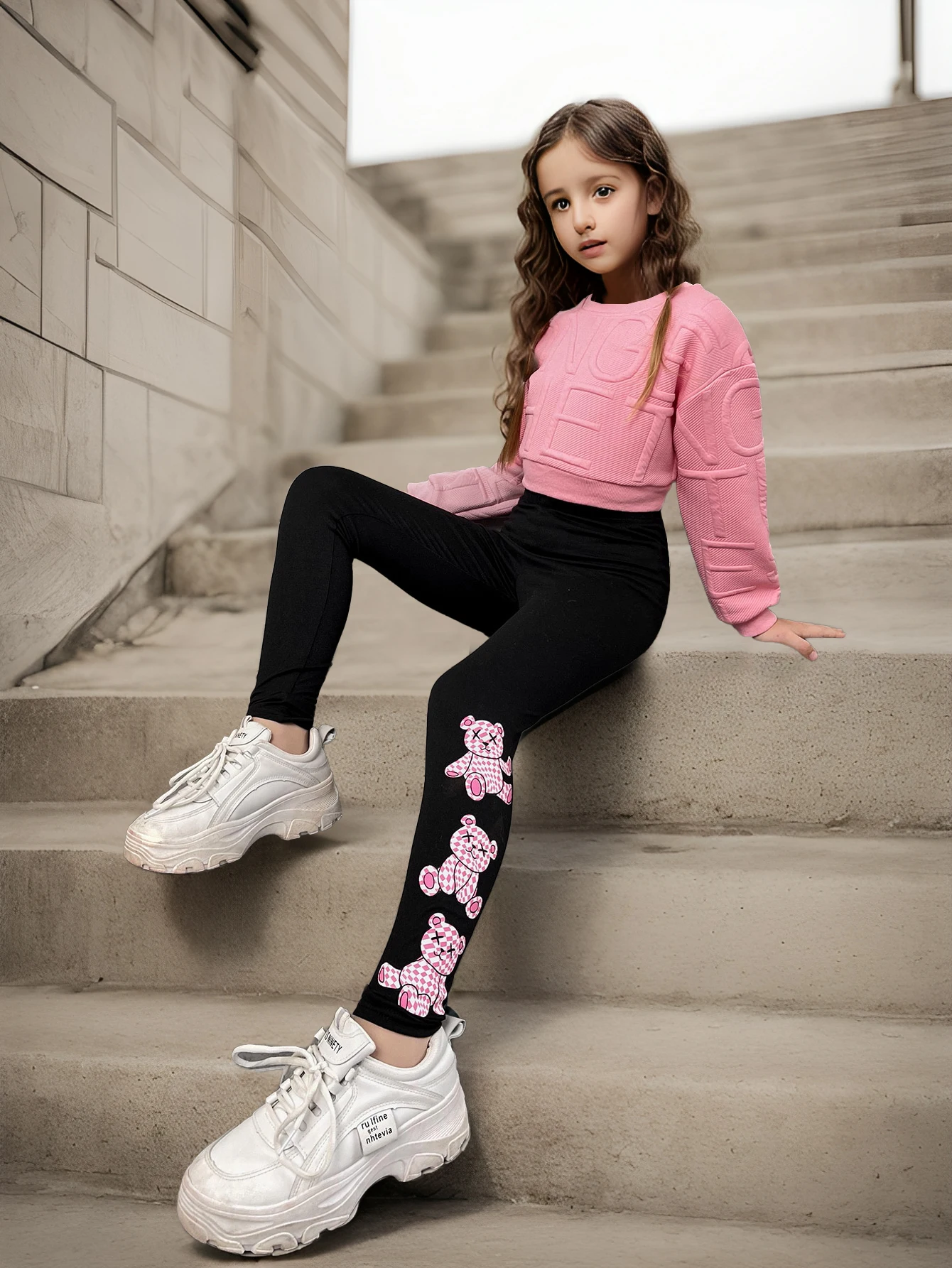 7-14Y Girls Trousers Leggings Cheap Sports Print Fashion Kids Clothes