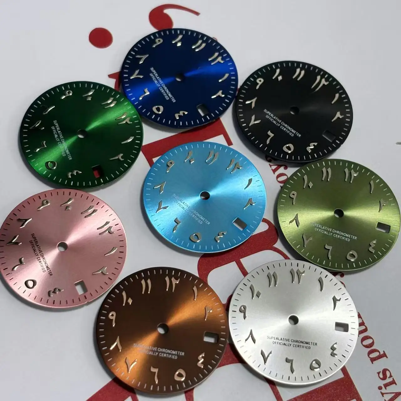 

28.5mm s logo dial green beautiful blue Arabic numerals no Luminous Suitable green s dial nh35 nh36 movement watch accessories