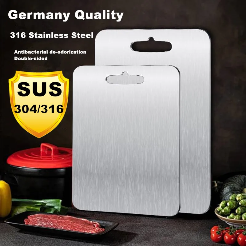 316 Stainless Steel Panel and Chopping Board Kitchen Household Thickened Double Sided Cutting Board Block Kneading Dough Board