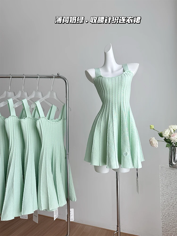 Summer French Vintage Sweet Mini Dress Cute Core Women Mori Girl Tunic Frock One-Piece Evening Party 2000s Fairy A-line Preppy