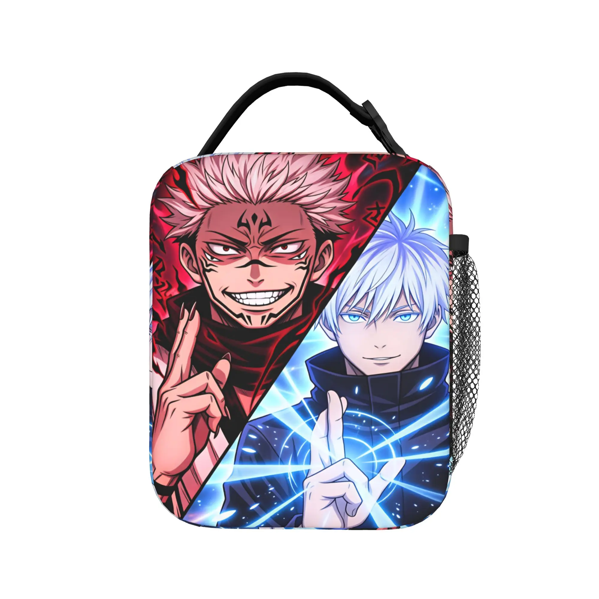 Satoru Gojo Comic Animation Lunch Bag Portable Lunch Box Adult School Print Cooler Bag Waterproof Thermal Tote Handbags