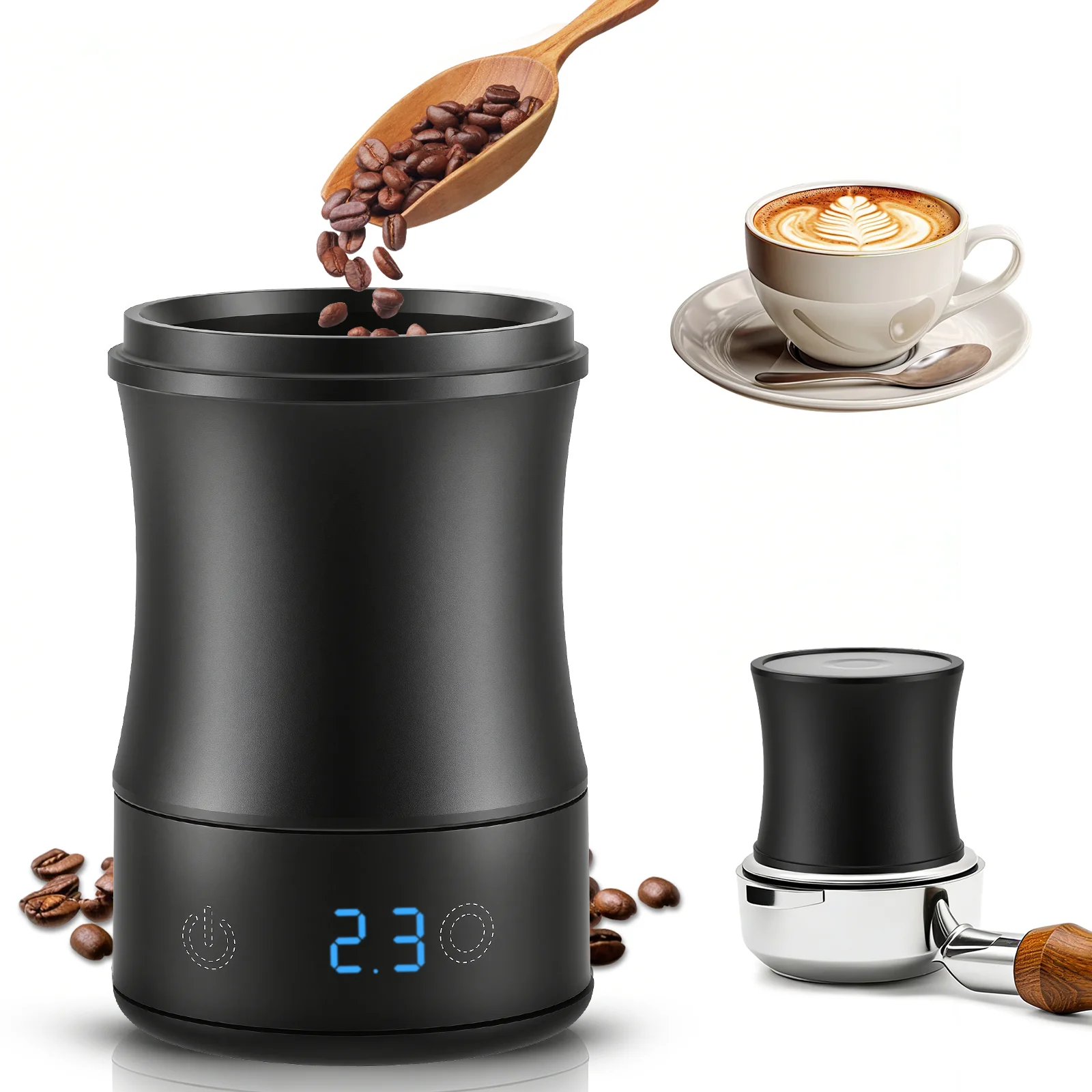 Herramientas de espresso 2 en 1 con pantalla LED, taza dosificadora de café de 58 mm, báscula electrónica de alta precisión de 0.1 g, estación de pesaje de café, regalo para barista ﻿