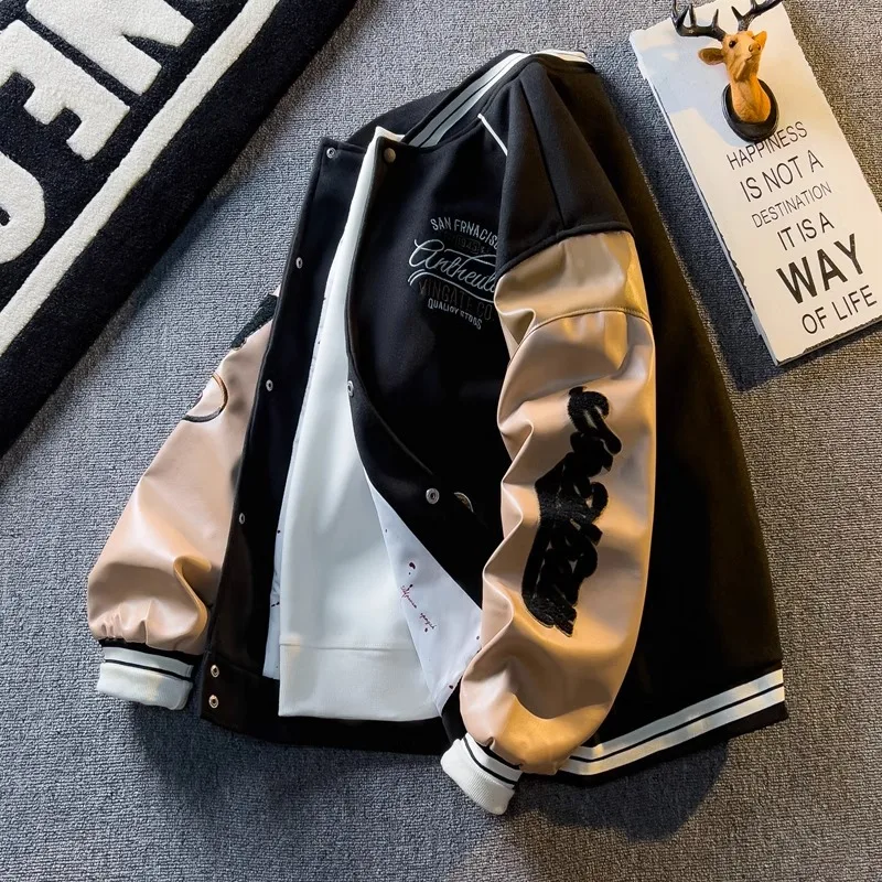 Spring Autumn Korean Baseball Jacket Men Fashion Baseball Jersey Casual Long Sleeve Jacket Coats Fashion Loose Male Coat Hooded