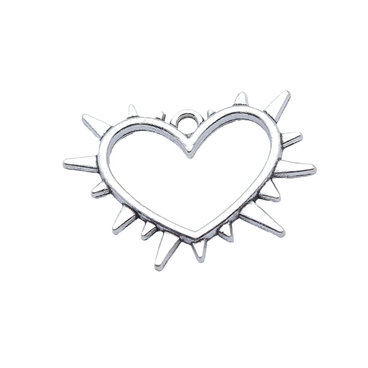 20pcs 29x21mm(1.14x0.83inch) Antique Silver Color Gothic Spiked Heart Charms Pendants DIY Jewelry Making Accessories view 3