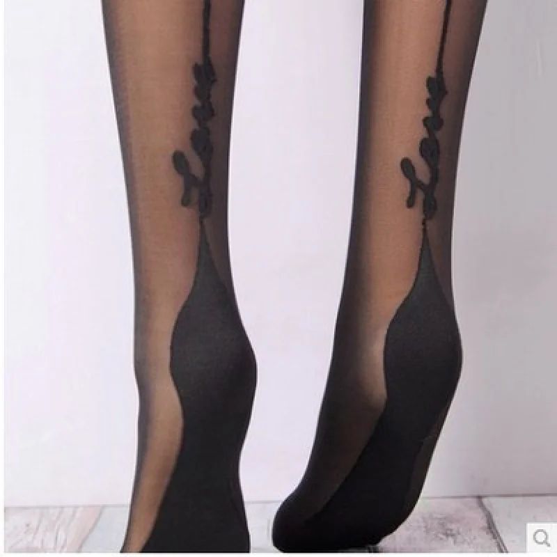 Japanese Foreign Trade Tail Single Black Opaque Tights Legs Back Vertical Stripes Style English Stockings Wholesale Slimming