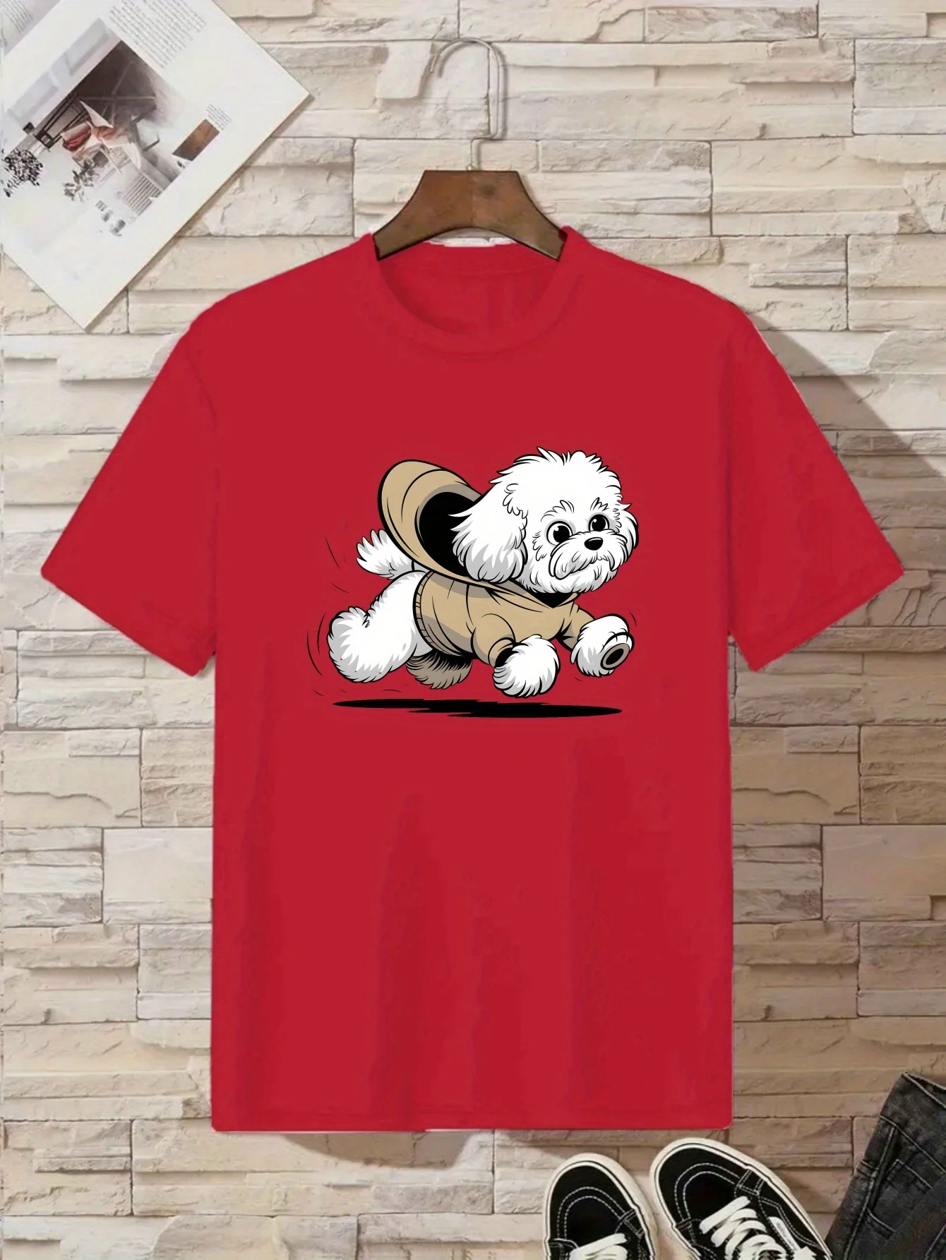 Sports Puppy Print Pattern Outdoor Indoor Daily Casual Comfortable Fashionable Children's Short Sleeved Parent-child T-shirt