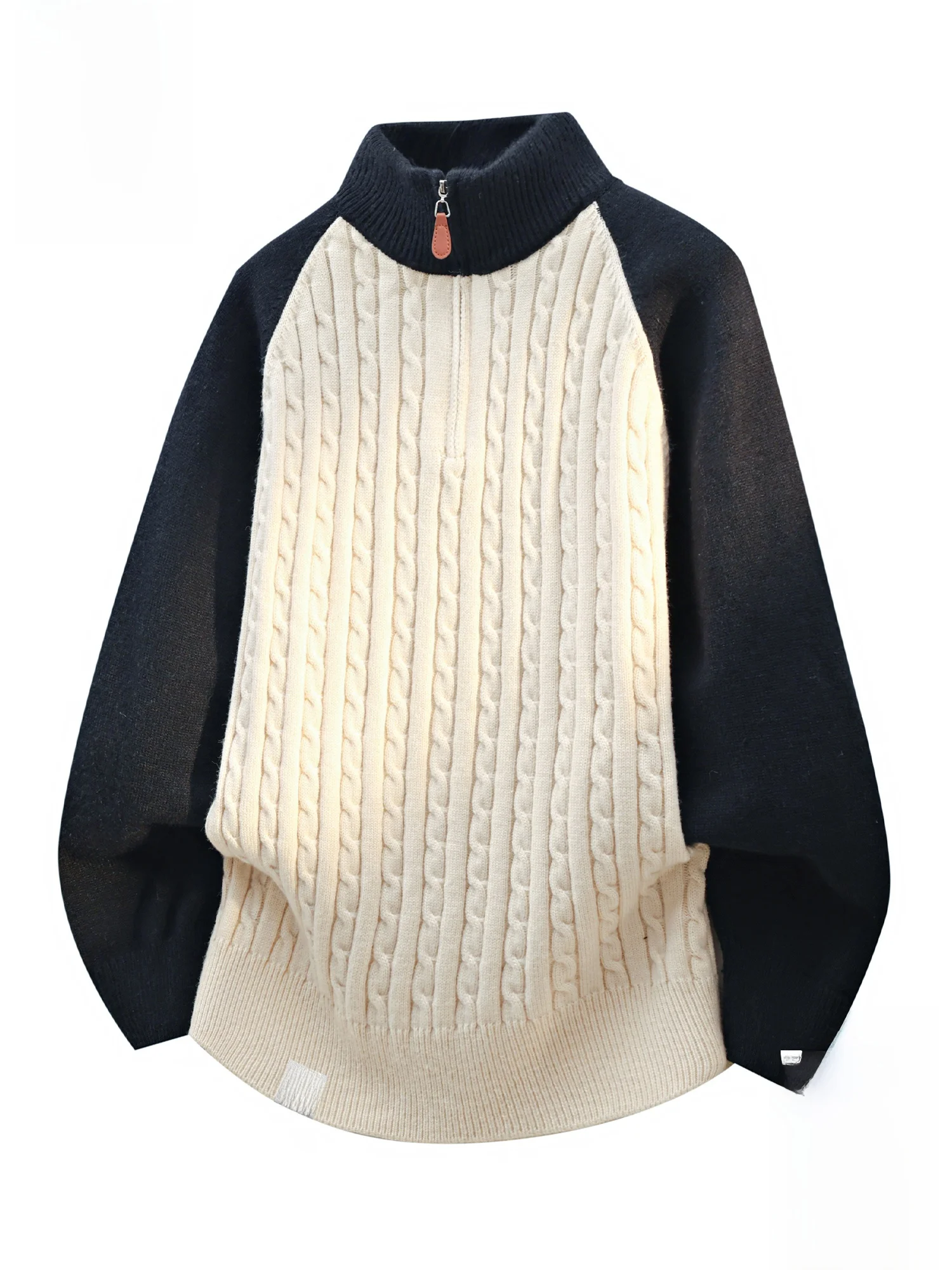 

Мужской вязаный свитер Paul Frank с воротником на молнии, свободный крой, с цветными вставками, зимний, модный, теплый, утолщенный, вязаный.