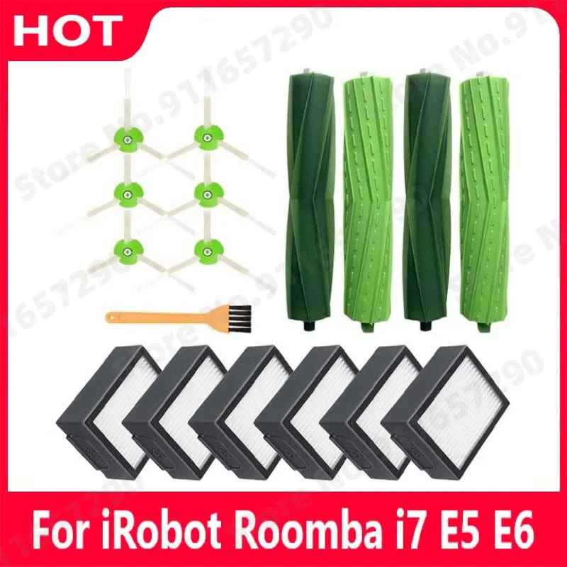 ลูกกลิ้งแปรงด้านข้างตัวกรอง HEPA สำหรับ iRobot Roomba i7 E5 E6 I Series อะไหล่สำรองเครื่องดูดฝุ่นหุ่นยนต์