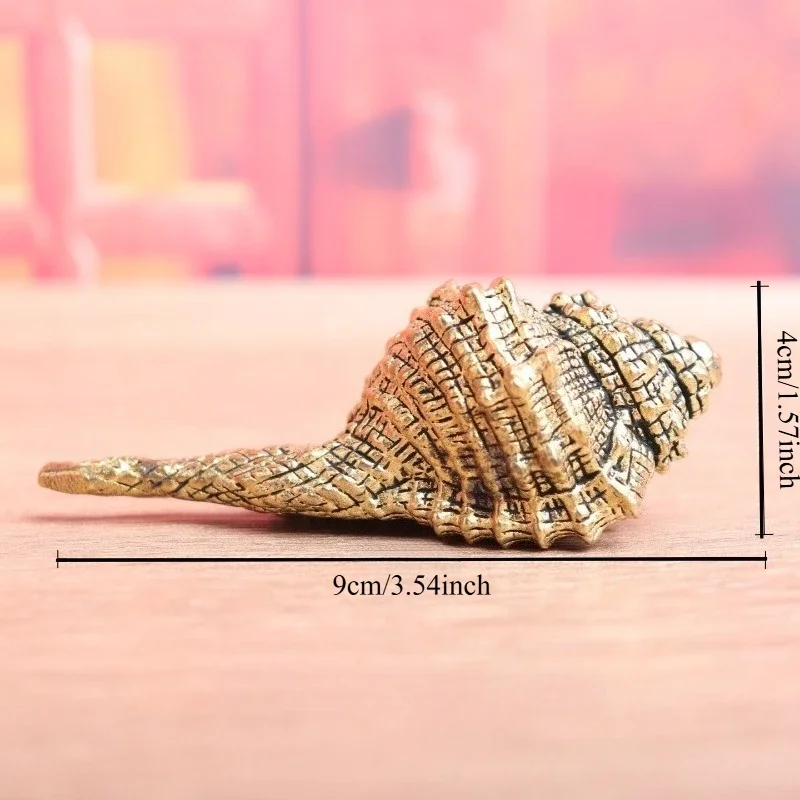 Brass Conch Figurine Retro Metal Sea Snail Statue Home Desktop Decor Vintage Conch Ornament Tabletop Decoration Gift
