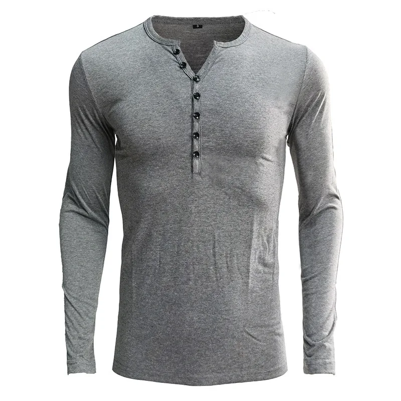 2024 Spring and Autumn cotton long sleeve T-shirt Men\'s casual breathable solid color long sleeve Top Men\'s T-shirt