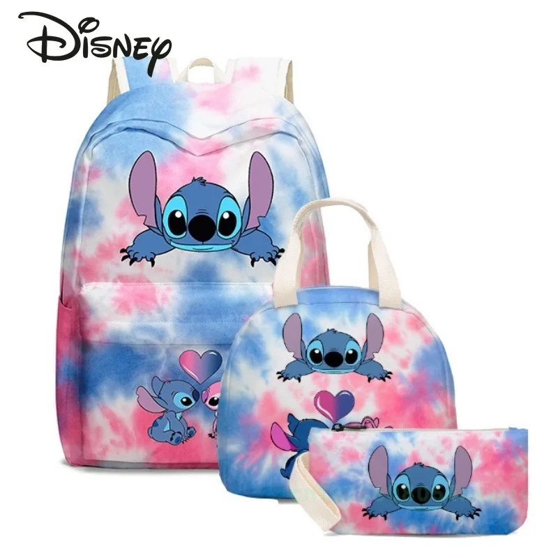 Bolsa escolar infantil ponto disney, bonita mochila de desenho animado, bolsa de estudante de grande capacidade, conjunto de três peças, nova