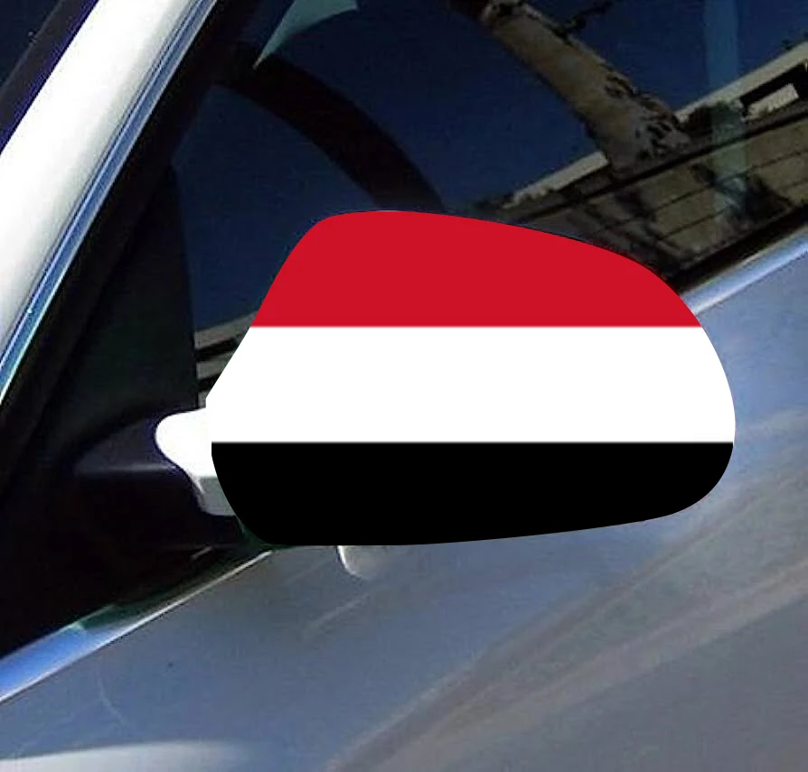 Directly Delivery 2 Pcs Free Size Four-way stretch fabric Yemen Yemeni Flags Car Mirror Cover