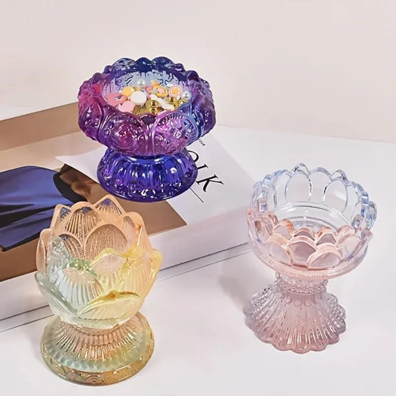 3 шт. подсвечники для свечей Lotus Tealight, формы для смолы, форма для подсвечника из эпоксидной смолы для изготовления подсвечников