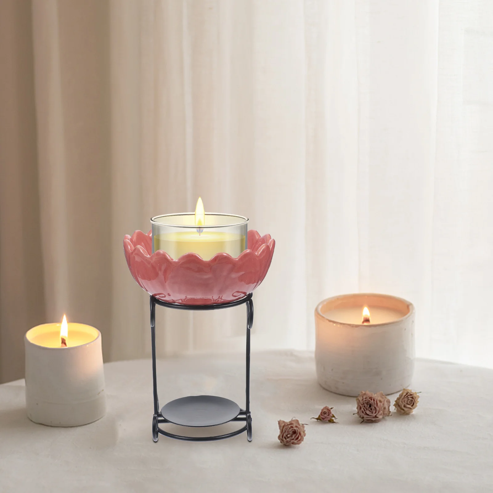 

Essential Oil Burner Iron Art Incense Stove Retro Aromatherapy Desktop Warmer Meditation Aid Home Decor Gift