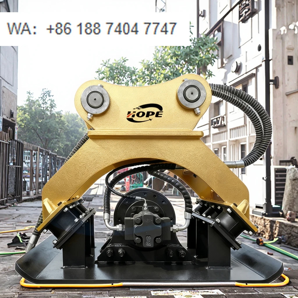 Фото Гидравлический компактор-насадка для экскаватора: Моторный блок для эффективного уплотнения грунта и песка, материал Q355, для строительных работ