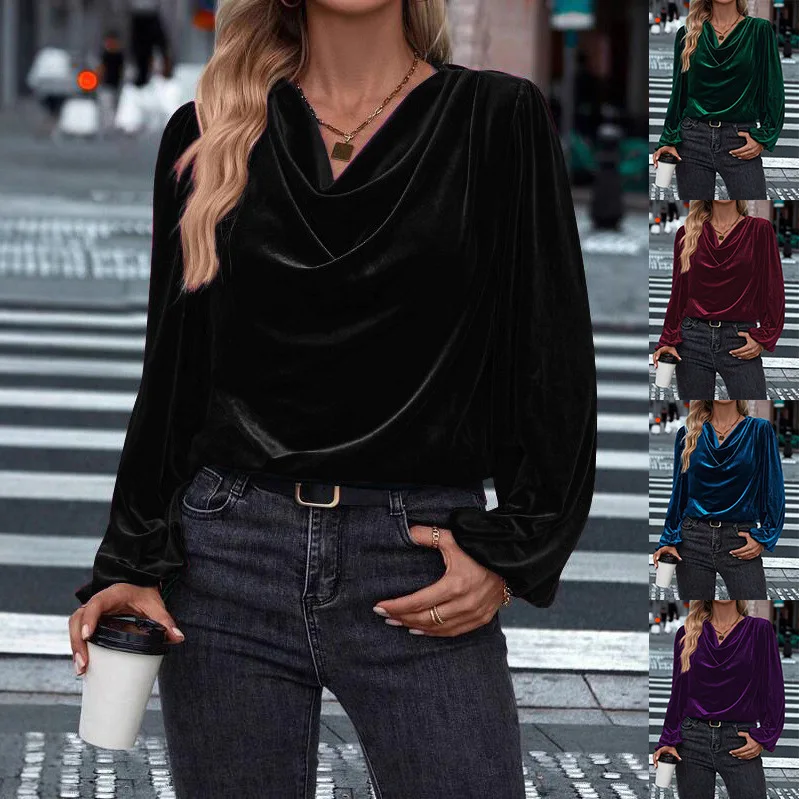 Nueva Colección Otoño-Invierno 2026, Ropa Femenina Estilo Europeo Americano Coreano, Top de Manga Larga con Cuello de Borreguito