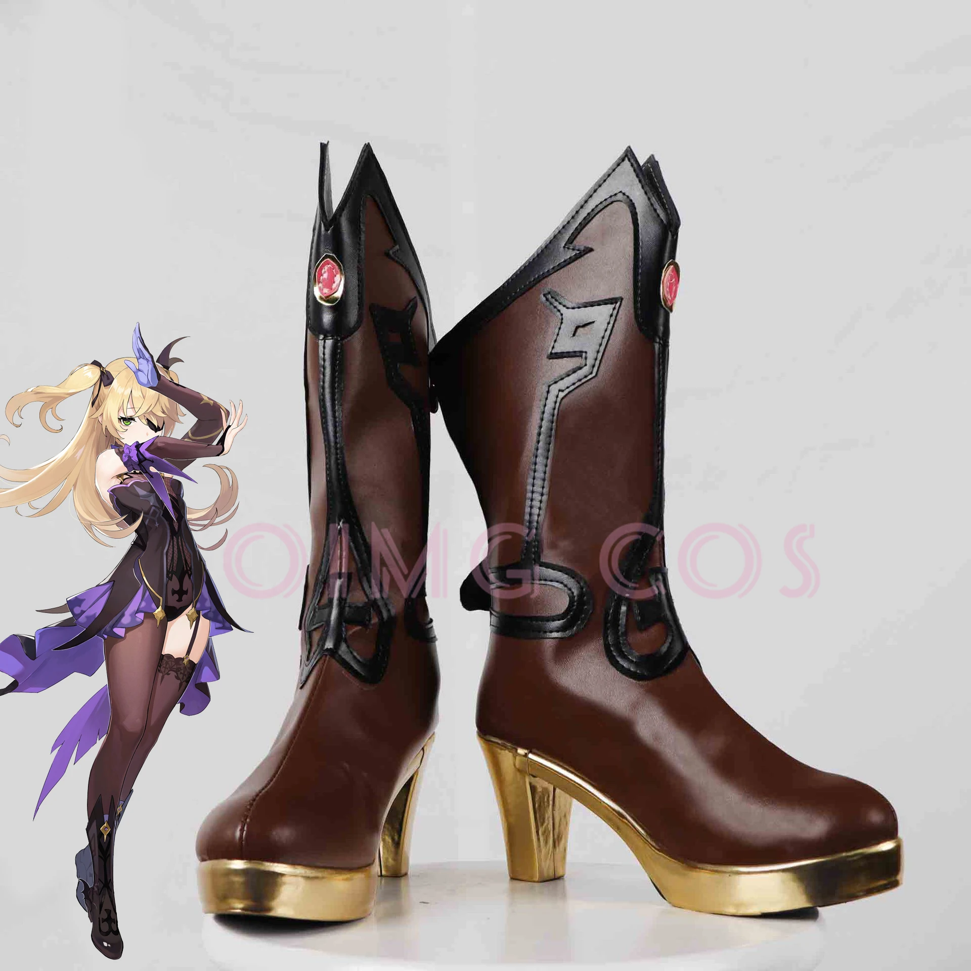 Genshin Impact Fischl-zapatos de Cosplay de Anime, estilo chino para Halloween, juego para hombres