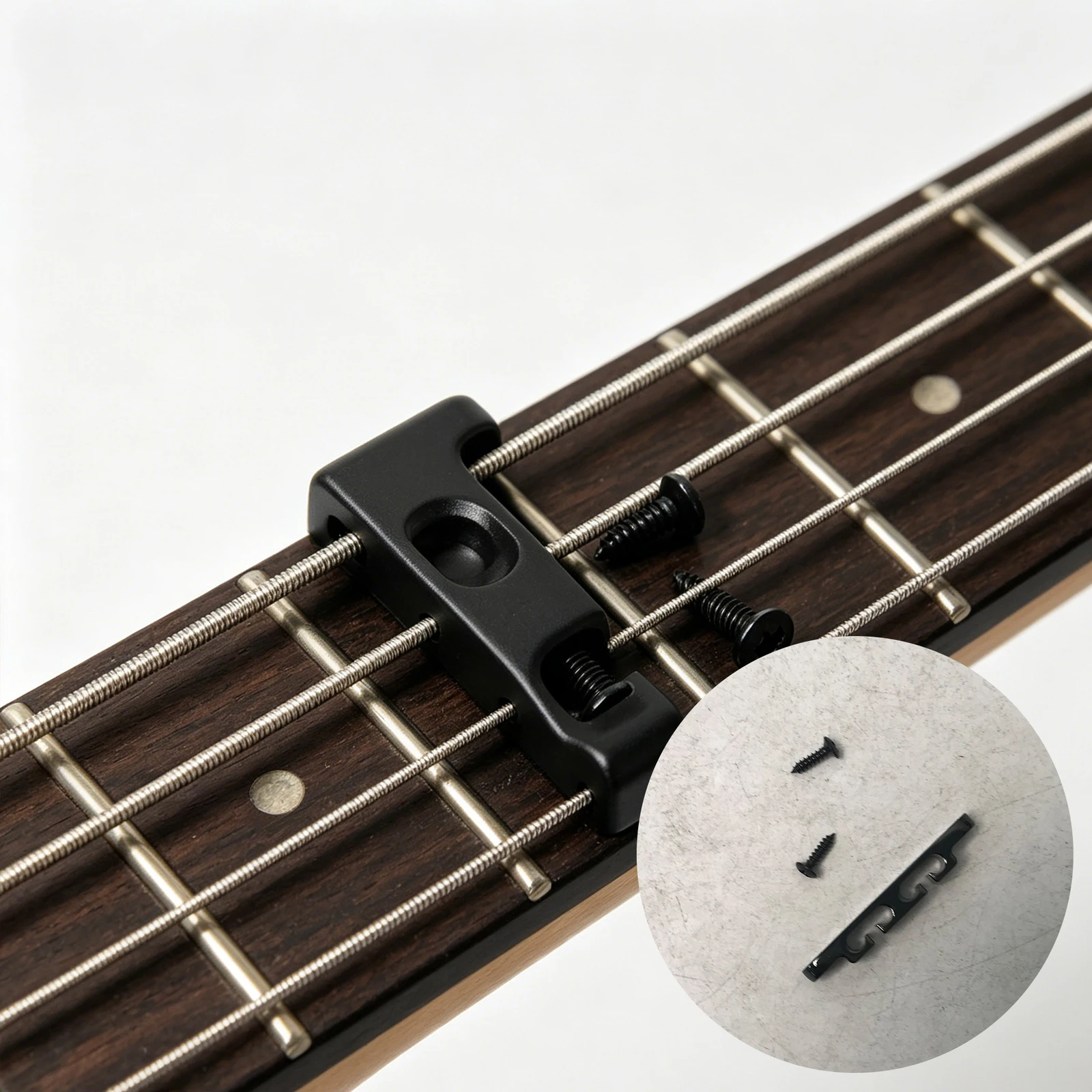 1pc Six-String Electric Bass String Retainer Zinc Alloy Black for Bass Head Lock String Guide