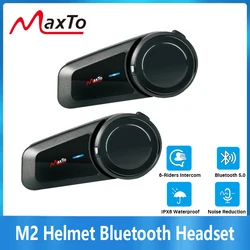 Maxto M2 Motorcycle Helmet Bluetooth Headset Intercom 6 Riders 1000M FM MP3 Waterproof IPX6 V5.0 500mAh Casco Interphones
