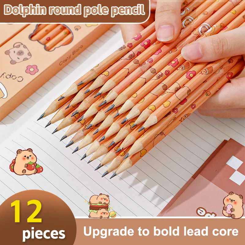 12Pcs Funny Cute Capybara Writing Pencil Cartoon HB Drawing Pencil Student Stationery Sketch Items Creative Fashion Pencil