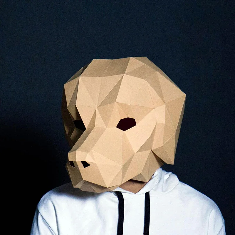 Labrador Nakrycie głowy psa Maska do noszenia Model papierowy Zwierzę Cosplay Papercraft 3D DIY Origami Nakrycie głowy Bal maskowy Impreza Dziewczyny