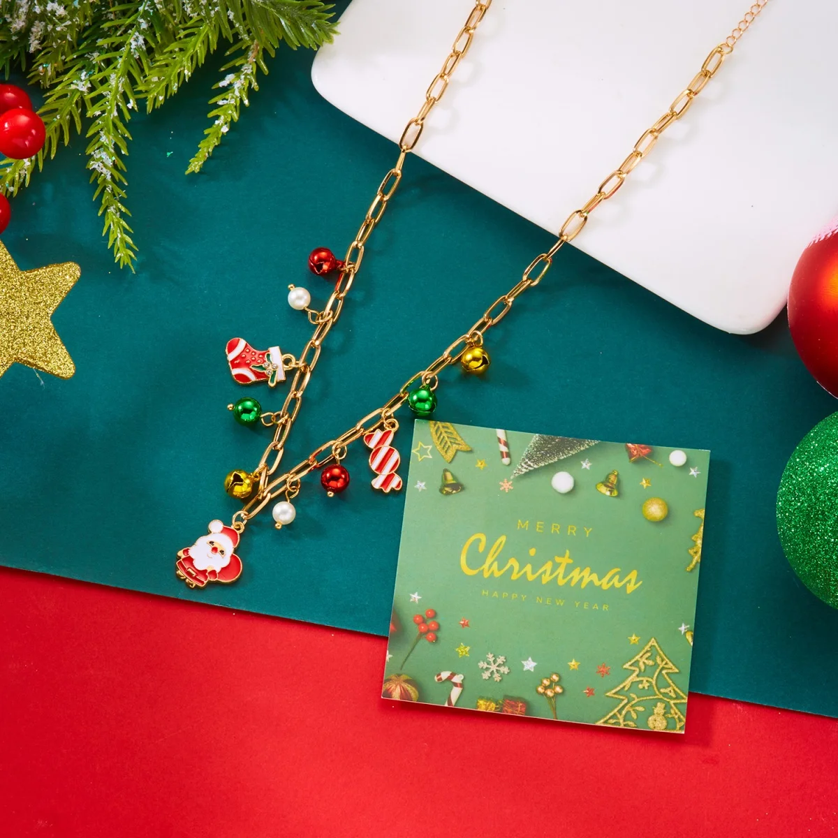 Weihnachten Halskette Santa Claus Socke Candy Glocke Nette Deer Schneemann Kranz Baum Anhänger Halsband Neue Jahr Schmuck Geschenk Für Frauen Männer