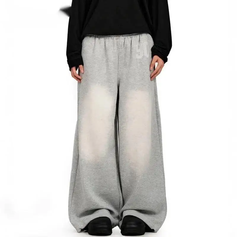 

American Retro Drawstring Gradient Vintage Letter Printed Men's Casual Straight Leg Sweatpants 2026 Spring New 9XZ7SE