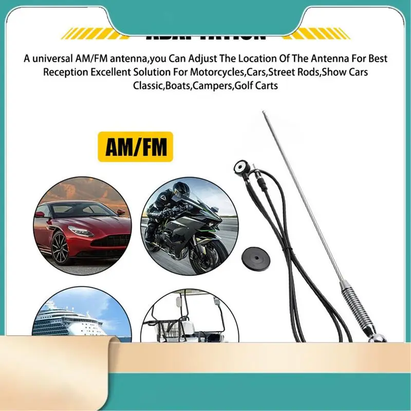 

18.5 Inches Car Stereo FM AM Radio Amplified Signal Antenna Aerial Roof With Wiring Car Spare Parts Parts-N31R