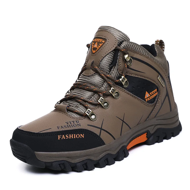 Brand Men Winter Snow Boots Waterproof Leather Sneakers Super Warm Men\'s Boots Outdoor Male Hiking Boots Work Shoes Size 39-47