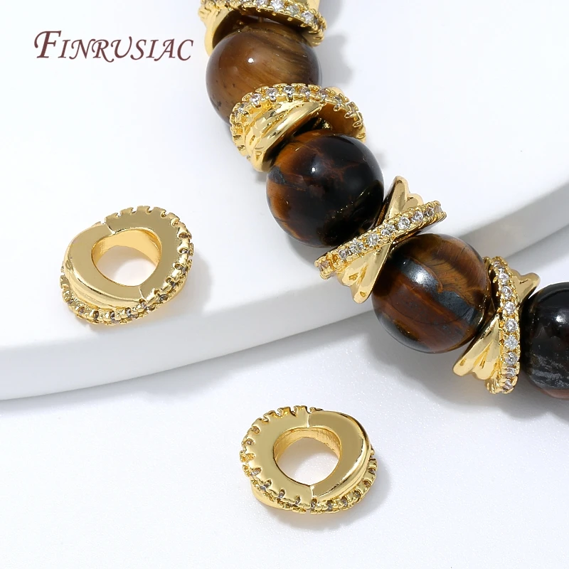 9.3x4.5mm 18K Gold Plated Oval Hollow CZ Spacer Beads,Handmade Beads For Creating Jewelry Making DIY Bracelet Necklace Findings