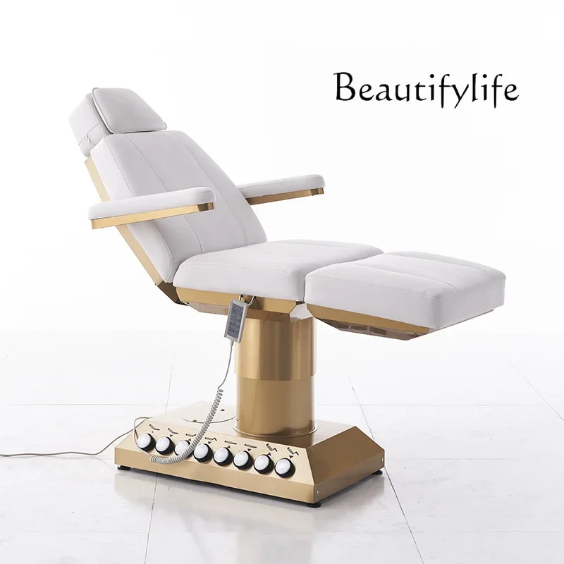 Golden Stainless Steel Electric Beauty Bed Beauty Salon Special Facial Bed New Multifunctional