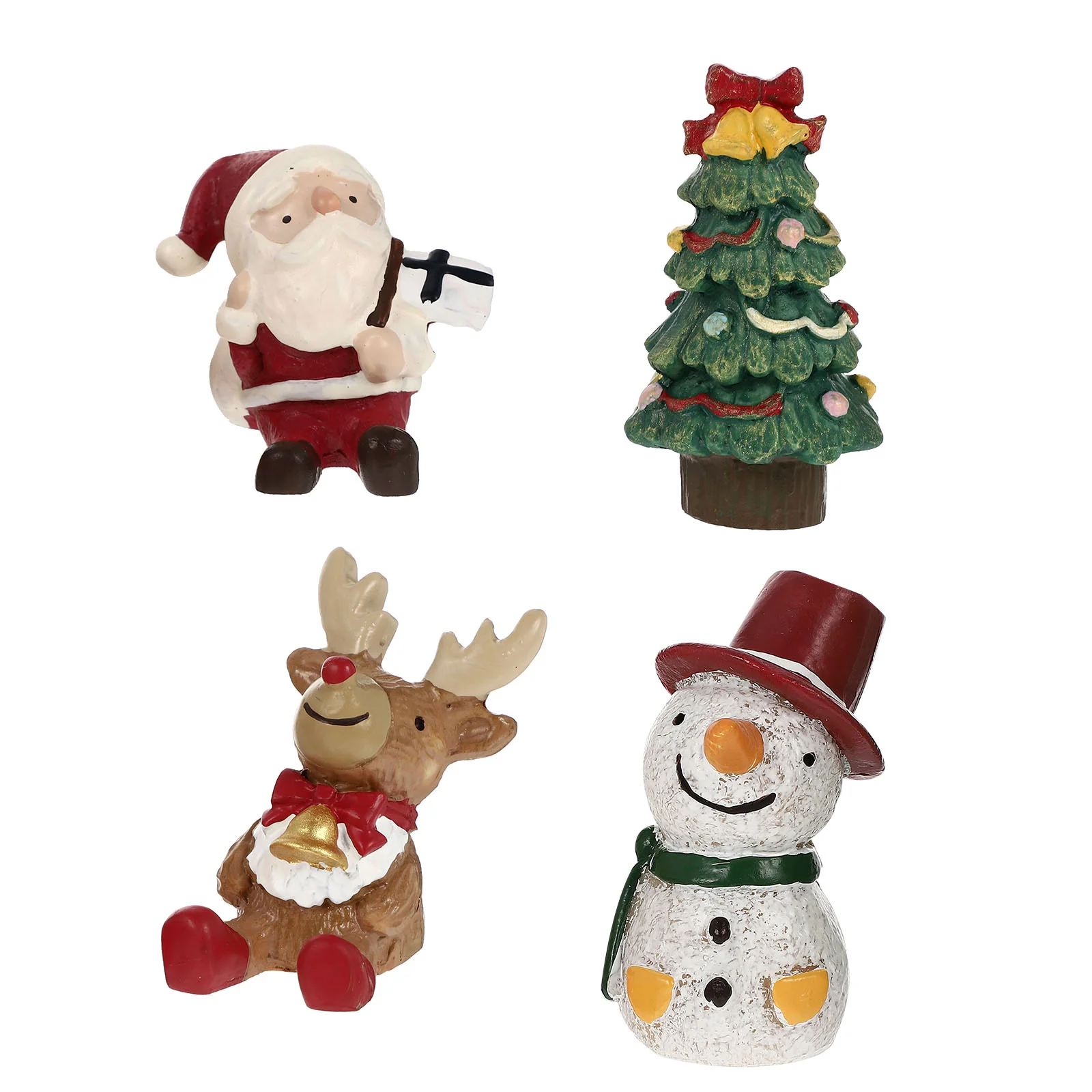 

4 Pcs Christmas Ornaments Xmas Tree Mini Landscaping Decor Aquarium Crafts Toy Room Resin Reptile Tank