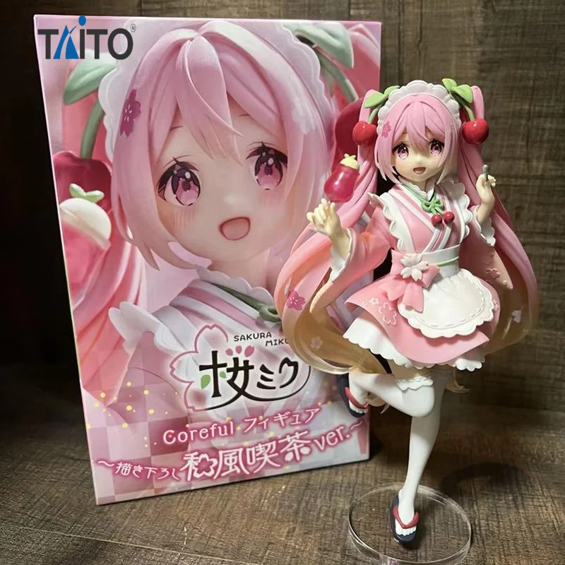 在庫あり-taito-初音ミク-コアフル-サクラミク-ブリーズカフェver-pvc製18cmアニメアクションフィギュアモデル玩具
