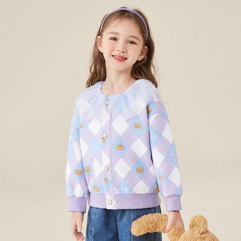 

Girls Autumn Cardigan New Baby Knitted Jacket Korean Style Sweater Small and Medium-Sized Line Clothes Baby Sweater 4 6 8 Years