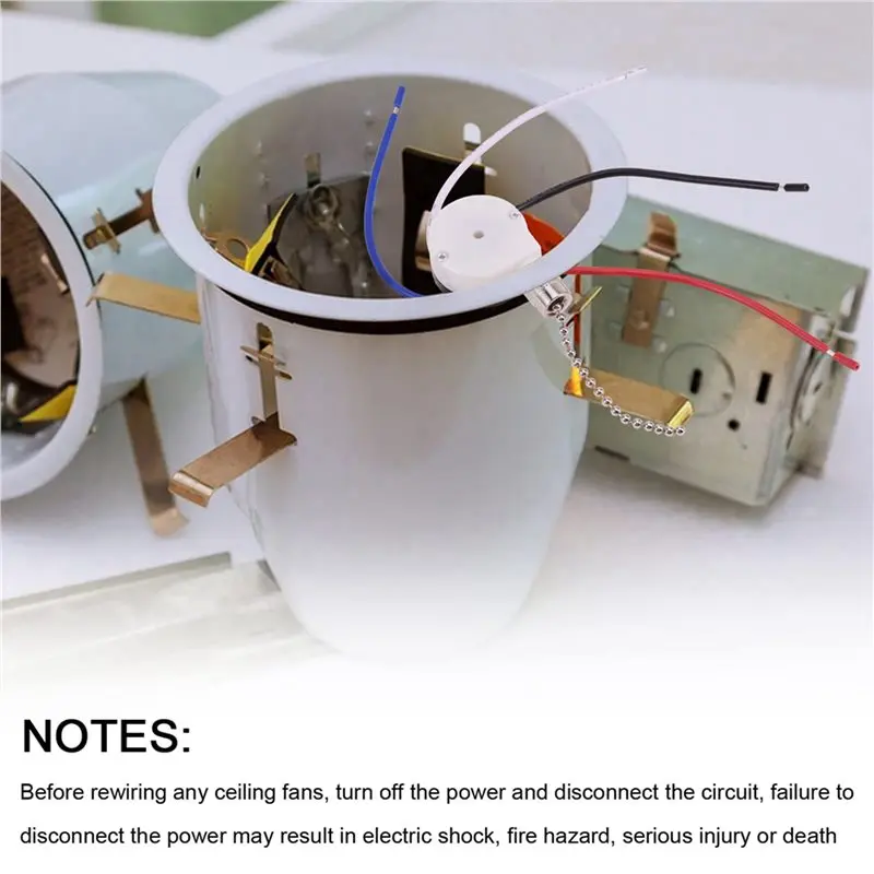 L60A 5X Ceiling Fan Switch Kit 3 Speed 4 Wire, Zipper Speed Control Switch, ZE-208S Pull Wire Switch With Rope Silver