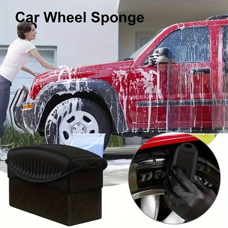 Car Wheel Hub Brush with Cover - Wax-Coated Crystal Sponge Cleaning Tool for Smoothing Tire Brushes, Interior Gaps, Edges, and Corners, Made of Pp Material