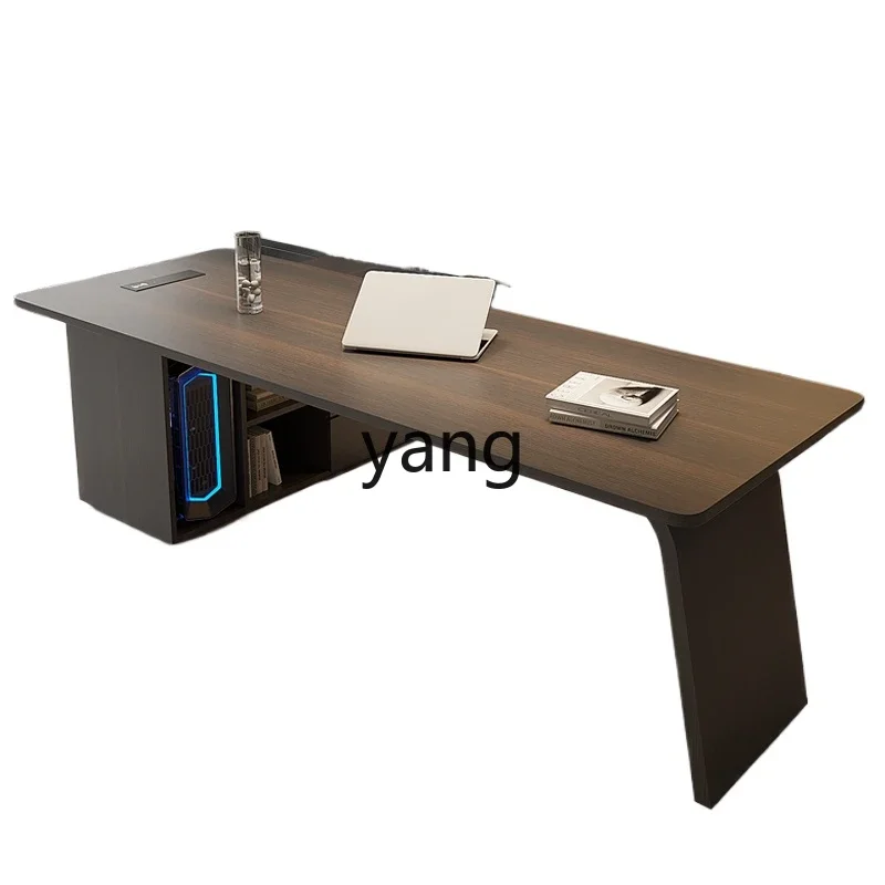 

LMM minimalist light luxury solid wood desk high-end home living room with side cabinet