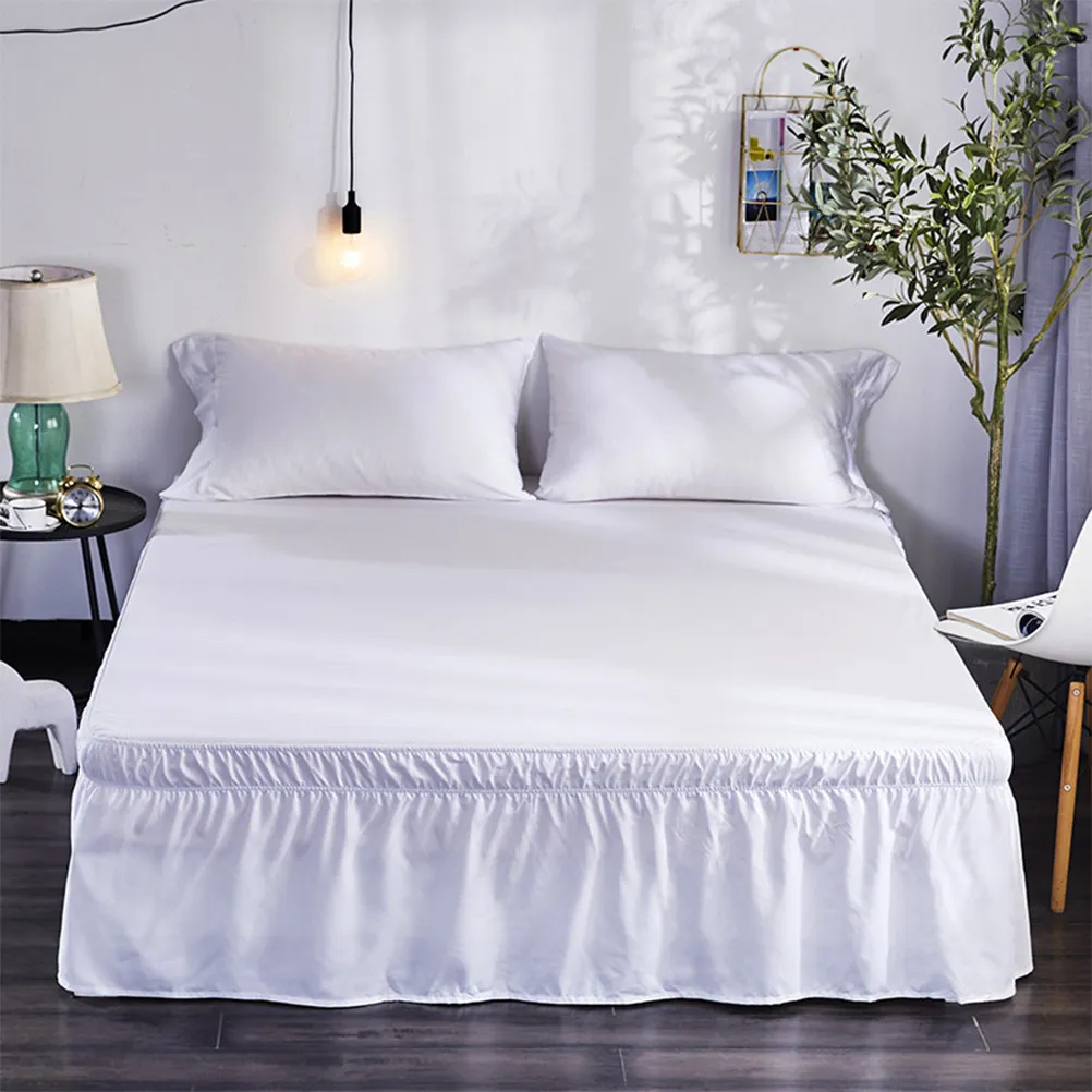 Polyester Bed Skirt Dust Ruffle Elastic Band 100x200cm for Home Hotel Bedrooms Fadeless Soft Ruffled Pleated Design Full
