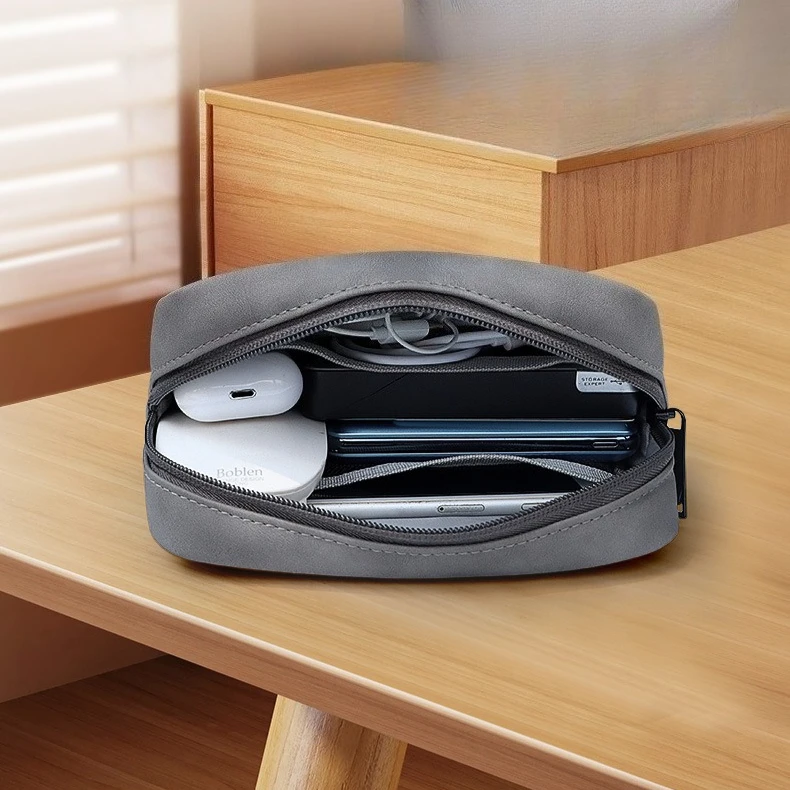 Waterproof European&American Sheepskin Digital Accessory Storage Headphones Mouse Data Cable Power Bank Protection Charger Bag