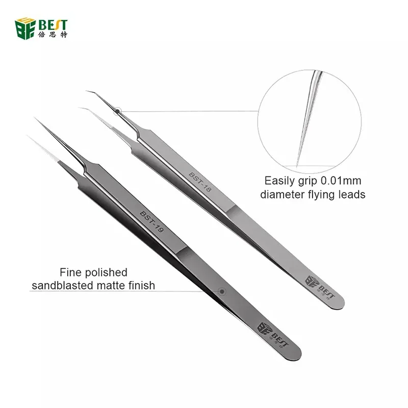 BST BST-18 BST-19 Ultra Precision Tweezers Fly Wire Clamping With Fine Tip Supper Sharp Needle BGA Motherboard Welding Forceps