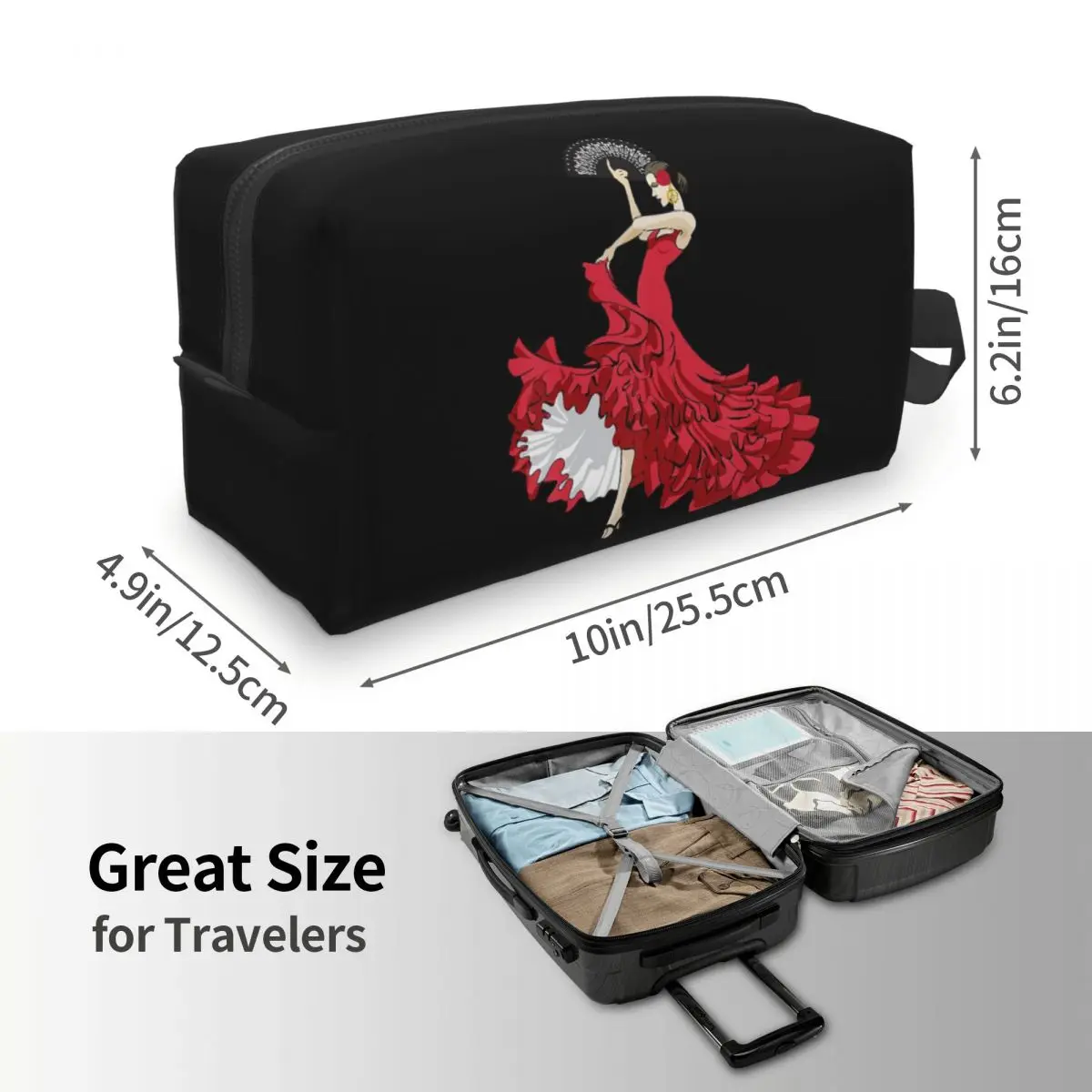 Flamenco Dancer Spain Makeup Bag Cosmetic Organizer Storage Dopp Kit Toiletry Cosmetic Bag for Women Beauty Travel Pencil Case