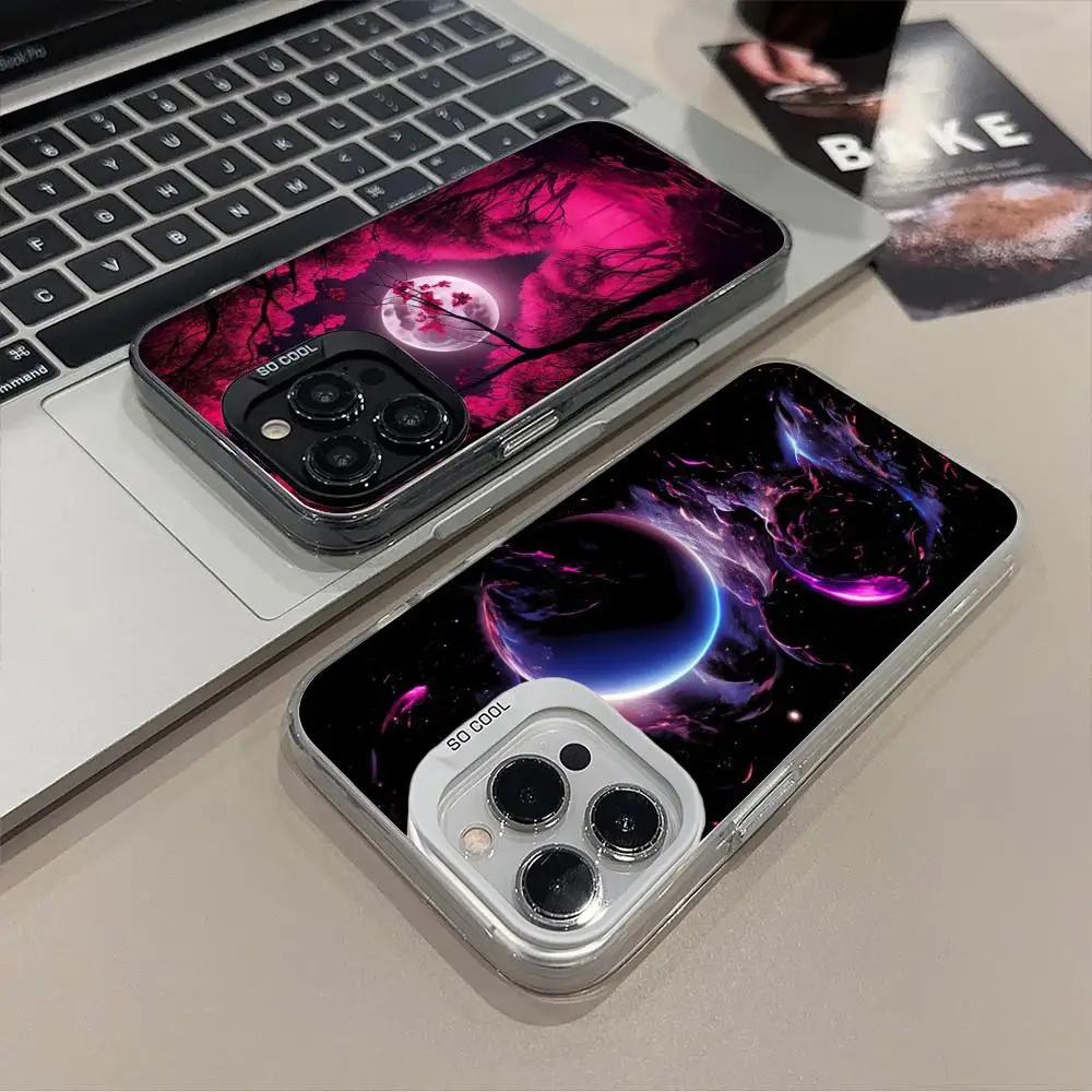 

Чехол для мобильного телефона Luna Moon для iPhone 17, 16, 15, 14, 13, 12, 11 X XR XS 8 7 Air Pro Max Plus, полупрозрачный цветной чехол
