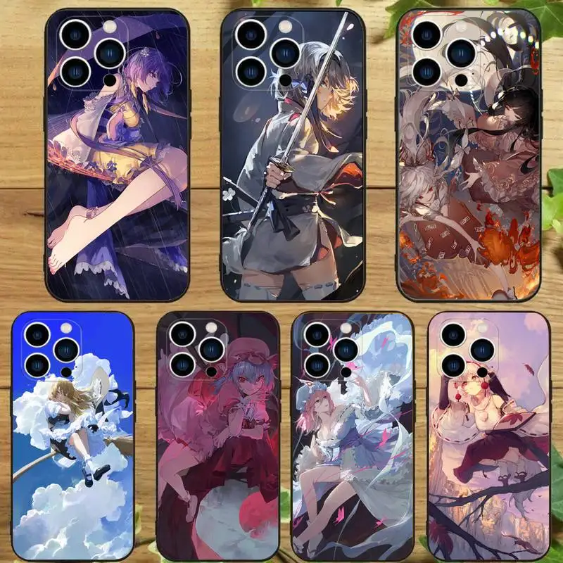 TouHou Project Phone Case For iPhone 15 14 13 12 11 Pro Max Xs Xr X 7 8 Plus 12 13 Mini Silicone Black Cover